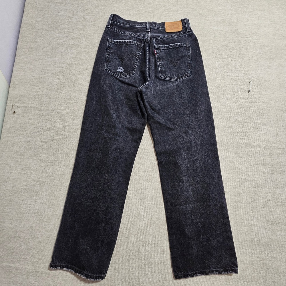 Levis Jeans Ribcage Straight Ankle 26 Black Distressed High Rise 72693-0162 - Picture 2 of 12